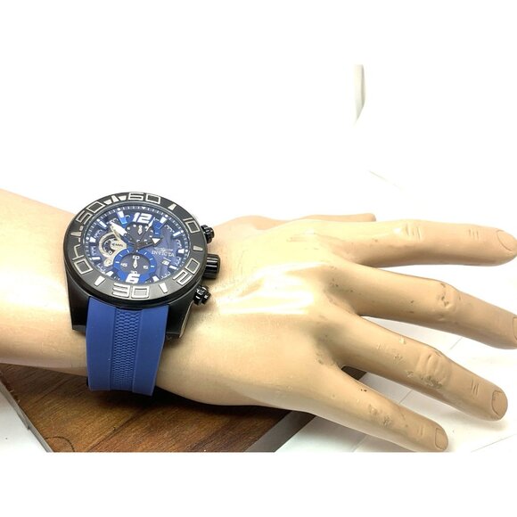 Invicta Men's Watch 22812 Pro Diver Quartz Chronograph Blue Black Rubber Strap - Picture 5 of 15